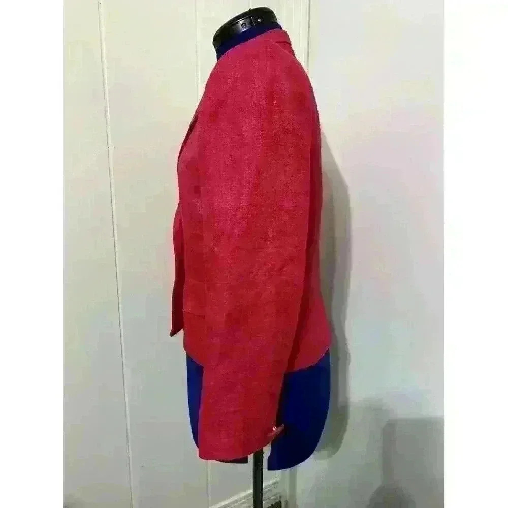 Vintage Herbert Grossman Blazer Women's Size 8 Linen Hot Pink 80's Barbie Work - Picture 2 of 11